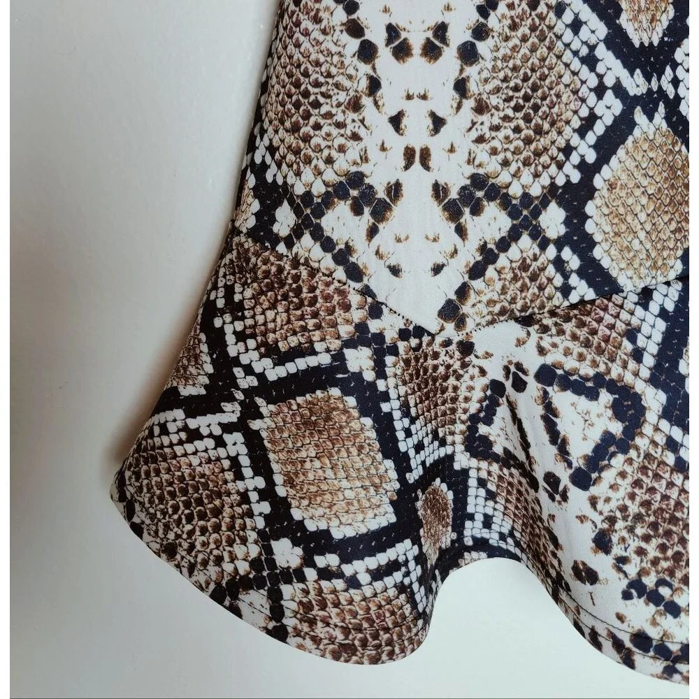 Nasty Gal Snakeskin Print Ruffle Hem Miniskirt, Size 6